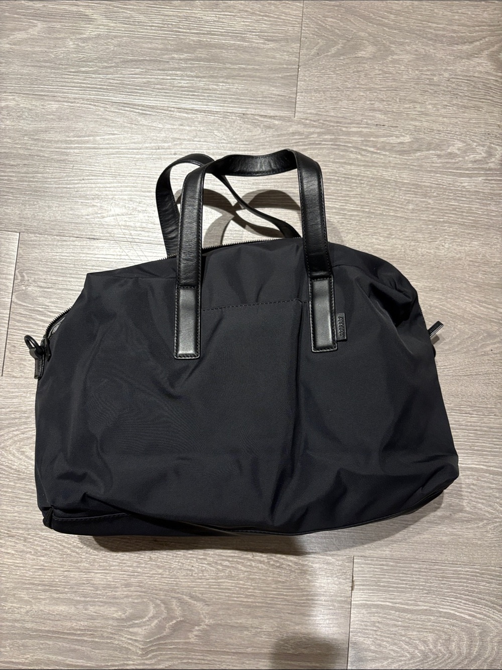 Away Black Duffel Tote with Leather Handles